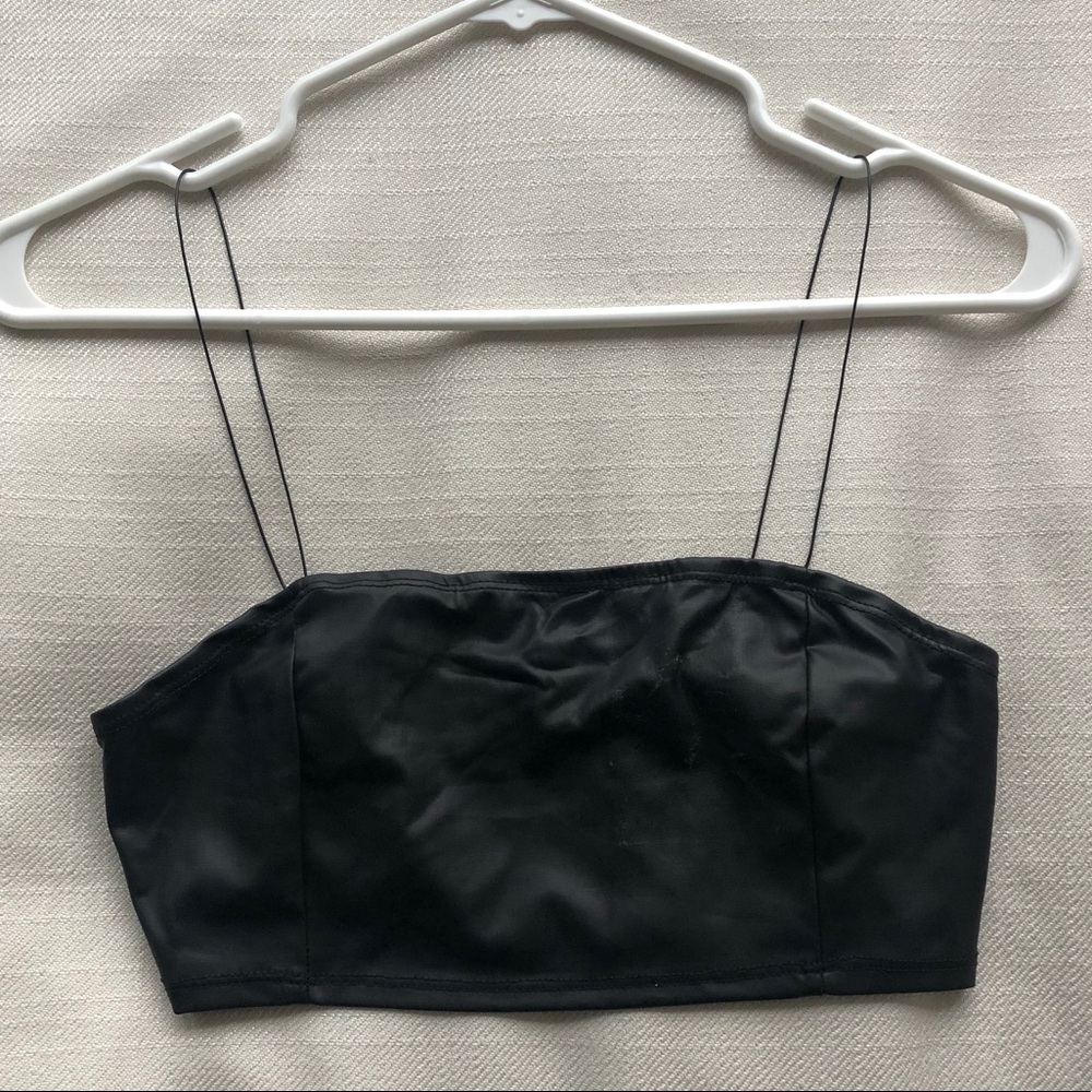 Shein Faux Leather Crop Top with Thin Straps